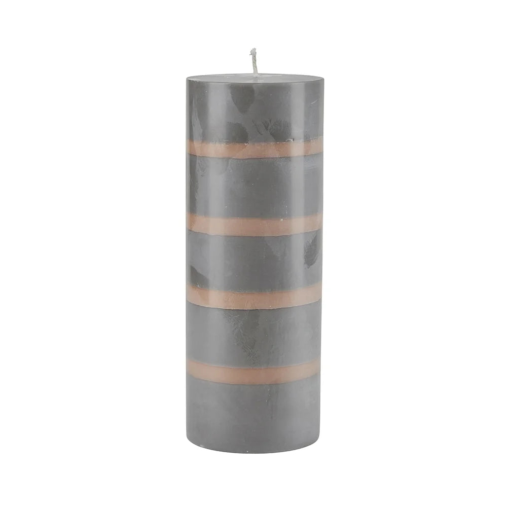 Colorful block candle - H20 D7,5 - grey, ocher